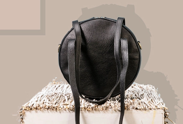 Handmade Leather Purse Bag Circle Bag Crossbody Bag Shoulder Bag Purse For Women