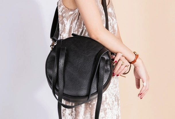 Handmade Leather Purse Bag Circle Bag Crossbody Bag Shoulder Bag Purse For Women