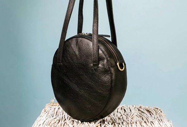 Handmade Leather Purse Bag Circle Bag Crossbody Bag Shoulder Bag Purse For Women