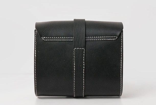 Handmade Leather purse crossbody bag black for women leather shoulder bag