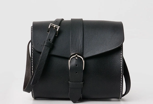 Handmade Leather purse crossbody bag black for women leather shoulder bag