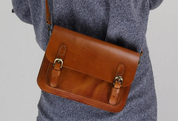 Handmade Leather satchel bag shoulder bag black brown for women leather crossbody bag