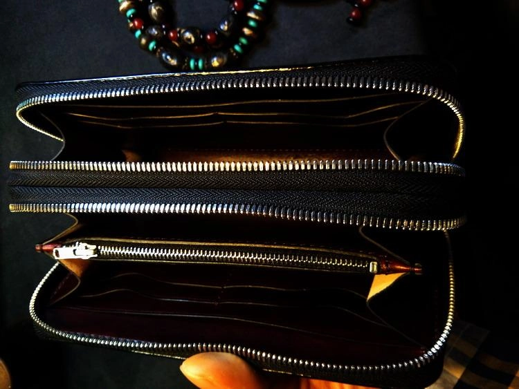 Handmade Leather Skull Double Zipper Mens Long Wallet Clutch Cool Leather Wallet Long Tooled Wallets for Men