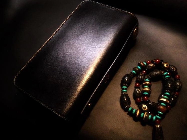 Handmade Leather Skull Double Zipper Mens Long Wallet Clutch Cool Leather Wallet Long Tooled Wallets for Men