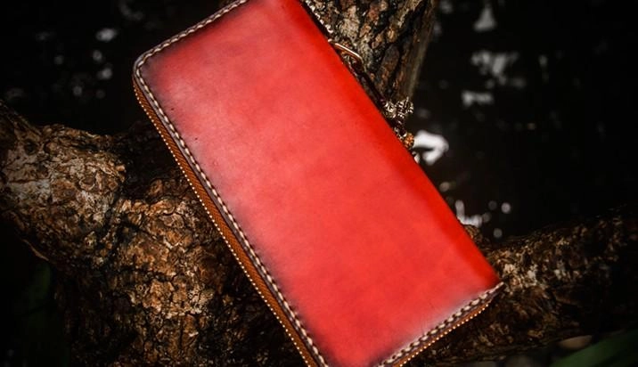 Handmade Leather Tibetan Mens Chain Biker Wallets Cool Leather Wallet Long Clutch Wallets for Men