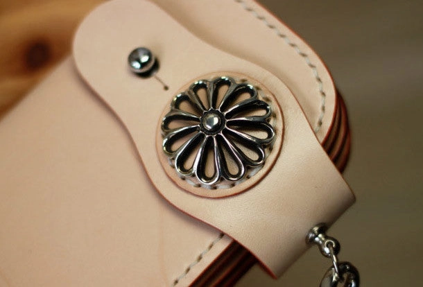Handmade leather vintage men biker wallet bifold Long wallet purse clutch for men