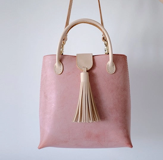 Handmade Leather Womens Handbag Shoulder Bag Crossbody Purse Tassels for Women