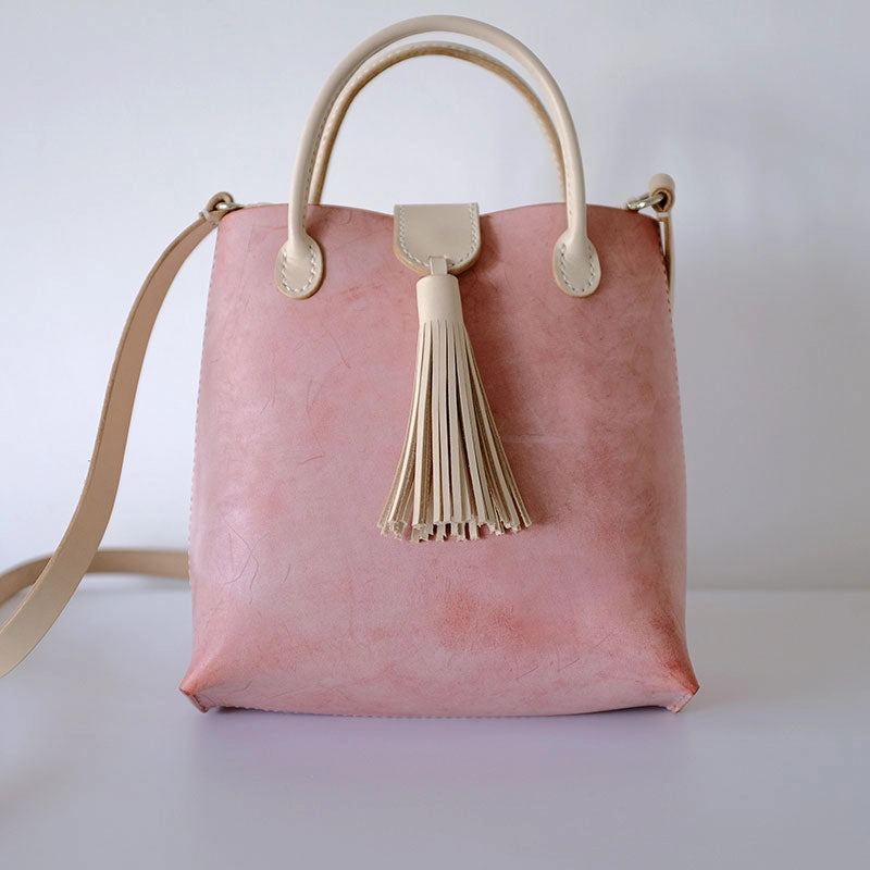 Handmade Leather Womens Handbag Shoulder Bag Crossbody Purse Tassels for Women
