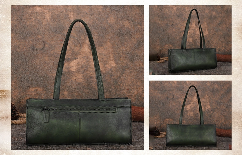 Handmade Leather Womens Vintage Baguette Bag Best Baguette Shoulder Bag Crossbody Purses for Ladies