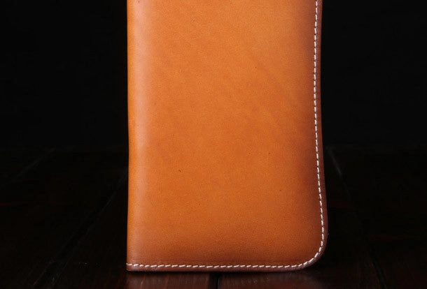Handmade long wallet leather men brown vintage clutch wallet for men