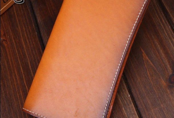 Handmade long wallet leather men brown vintage clutch wallet for men