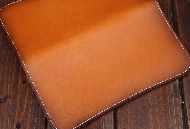Handmade long wallet leather men brown vintage clutch wallet for men