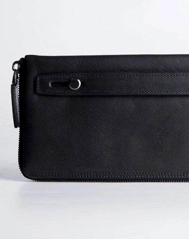 Handmade long wallet leather men phone zip clutch vintage wallet for men