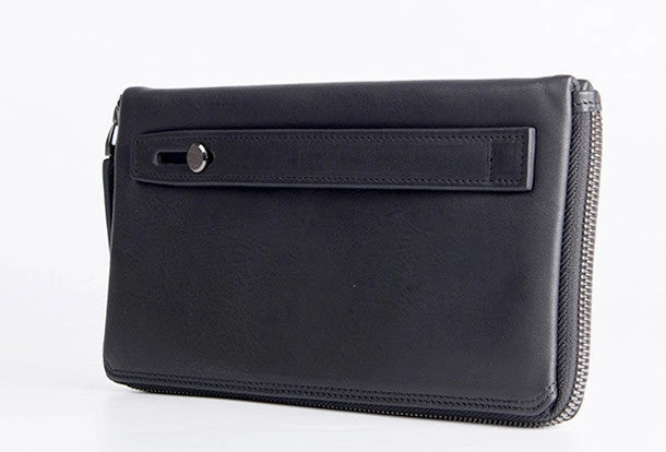 Handmade long wallet leather men phone zip clutch vintage wallet for men