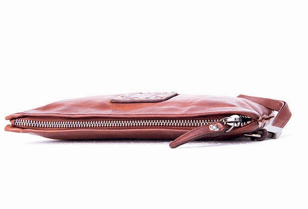 Handmade long wallet leather men phone zip clutch vintage wallet for men