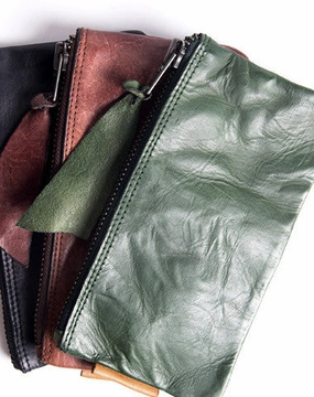 Handmade long wallet leather men phone zip clutch vintage wallet for men