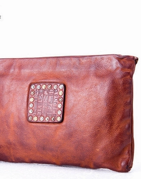 Handmade long wallet leather men phone zip clutch vintage wallet for men