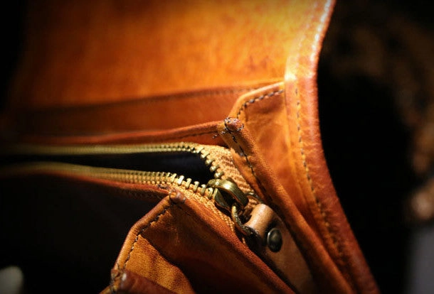 Handmade long wallet leather men rivet clutch vintage wallet for men