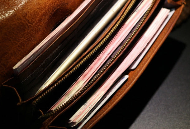 Handmade long wallet leather men rivet clutch vintage wallet for men