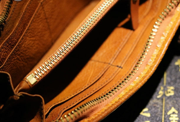 Handmade long wallet leather men rivet vintage clutch wallet for men