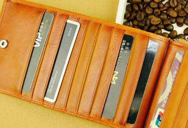 Handmade long wallet leather zip men brown Black vintage clutch card wallet for men