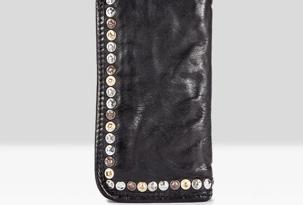 Handmade long wallet rivet leather men phone clutch vintage wallet for men