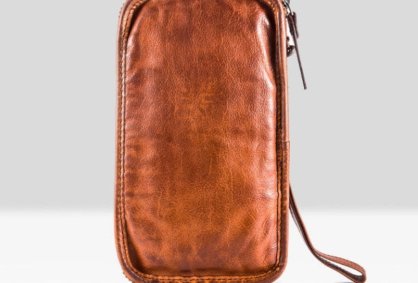 Handmade long wallet rivet leather men phone clutch vintage wallet for men