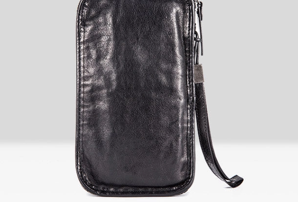 Handmade long wallet rivet leather men phone clutch vintage wallet for men