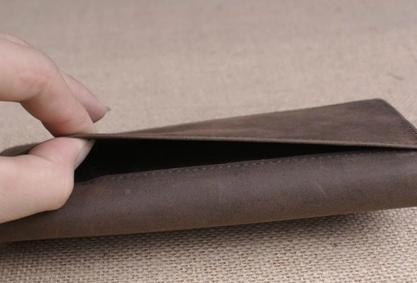 Handmade men leather long wallet Vintage bifold dark brown wallet clutch purse