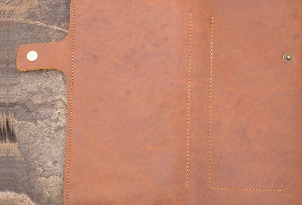 Handmade men leather Vintage brown trifold wallet men long wallet purse clutch