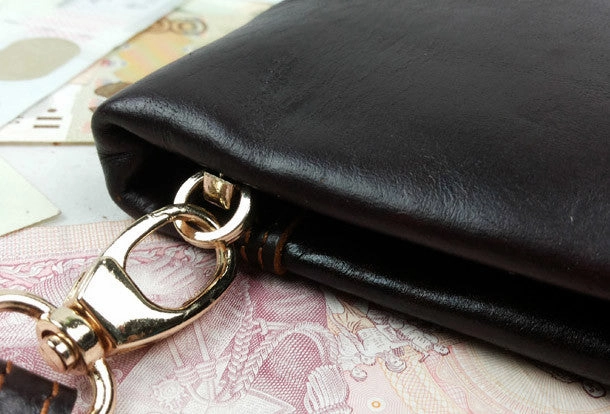 Handmade men leather Vintage brown zip wallet men long wallet purse clutch