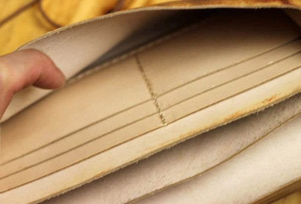 Handmade men vintage rustic simple envelope Stitched leather long wallet Clutch for men