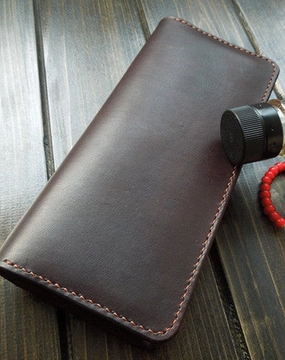 Handmade men wallet Liver bifold natural leather Long wallet purse clutch for men