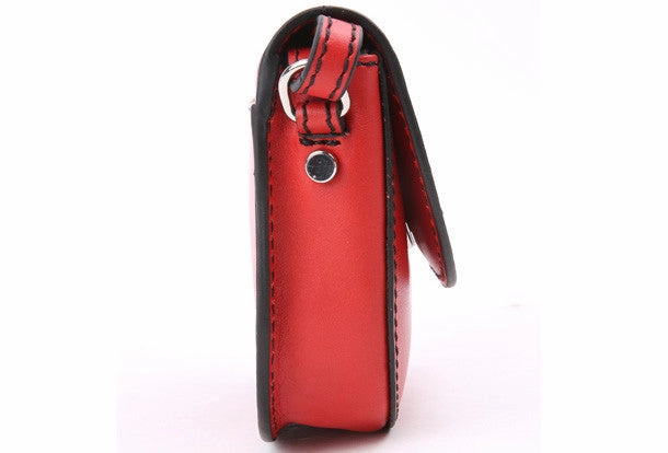 Handmade red cute leather minimalist crossbody bag Shoulder Bag for girl women