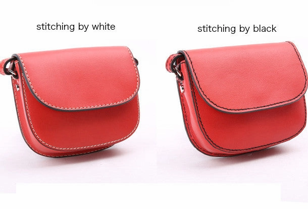 Handmade red cute leather minimalist crossbody bag Shoulder Bag for girl women
