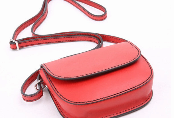 Handmade red cute leather minimalist crossbody bag Shoulder Bag for girl women