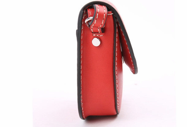 Handmade red cute leather minimalist crossbody bag Shoulder Bag for girl women
