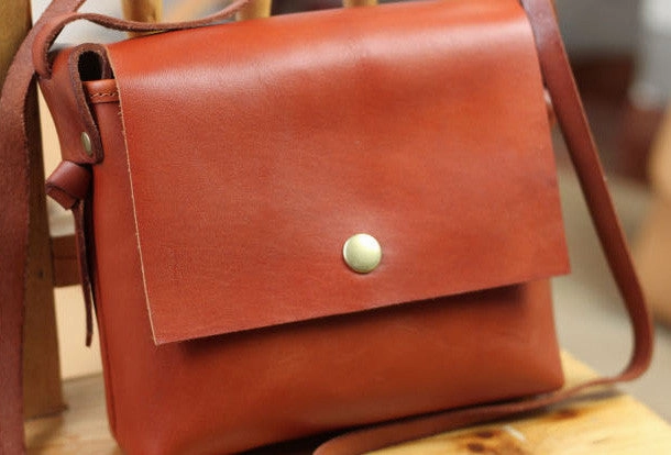 Handmade rustic leather Satchel School crossbody Shoulder Bag for women