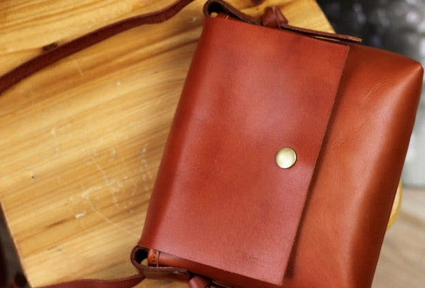 Handmade rustic leather Satchel School crossbody Shoulder Bag for women