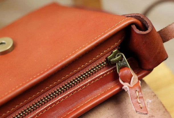 Handmade rustic leather Satchel School crossbody Shoulder Bag for women