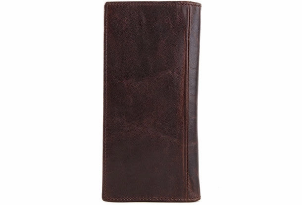 Handmade Vintage Bifold Coffee Men Leather Long wallet clutch purse For Men
