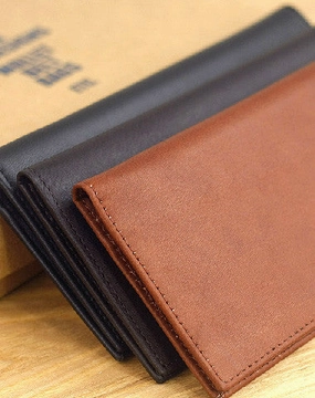 Handmade vintage black leather clutch bag long wallet multi ID card holders slots for men