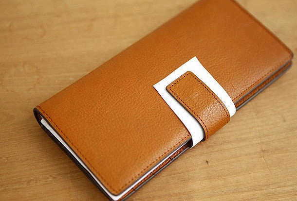 Handmade vintage leather clutch bag long wallet multi ID card holders slots for men