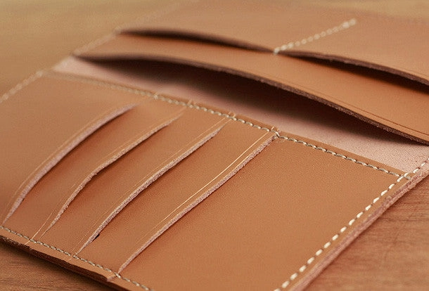 Handmade vintage leather clutch bag long wallet multi ID card holders slots for men