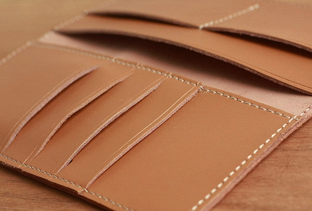 Handmade vintage leather clutch bag long wallet multi ID card holders slots for men