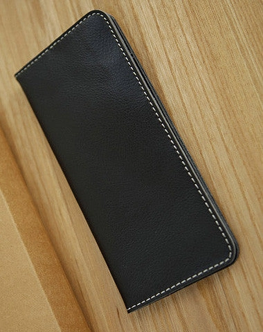Handmade vintage leather clutch bag long wallet multi ID card holders slots for men