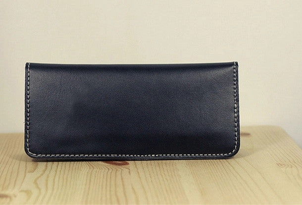 Handmade vintage leather clutch bag long wallet multi ID card holders slots for men