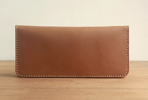Handmade vintage leather clutch bag long wallet multi ID card holders slots for men