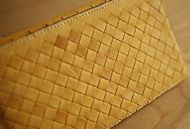 Handmade vintage leather long Wallet clutch zipper Wallet long wallet for men