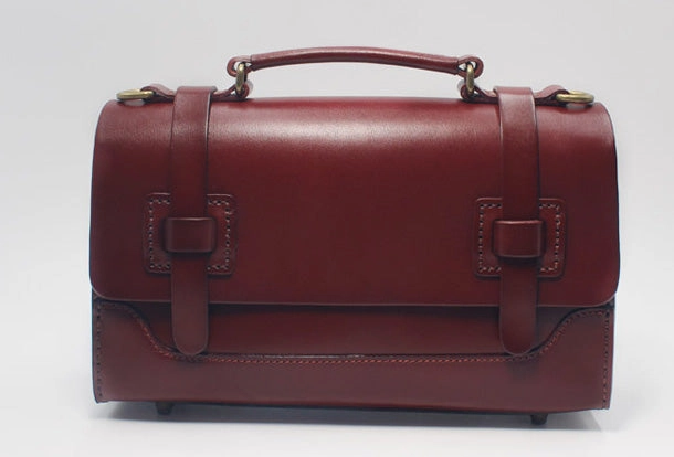 Handmade Vintage Leather Messenger Bag Purse Satchel Bag Crossbody Shoulder Bag for Girl Women Lady